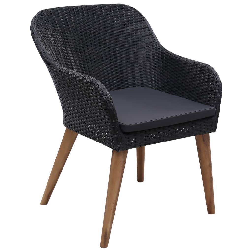 vidaXL 9-tlg. Garten-Essgruppe mit Auflagen Poly Rattan Schwarz