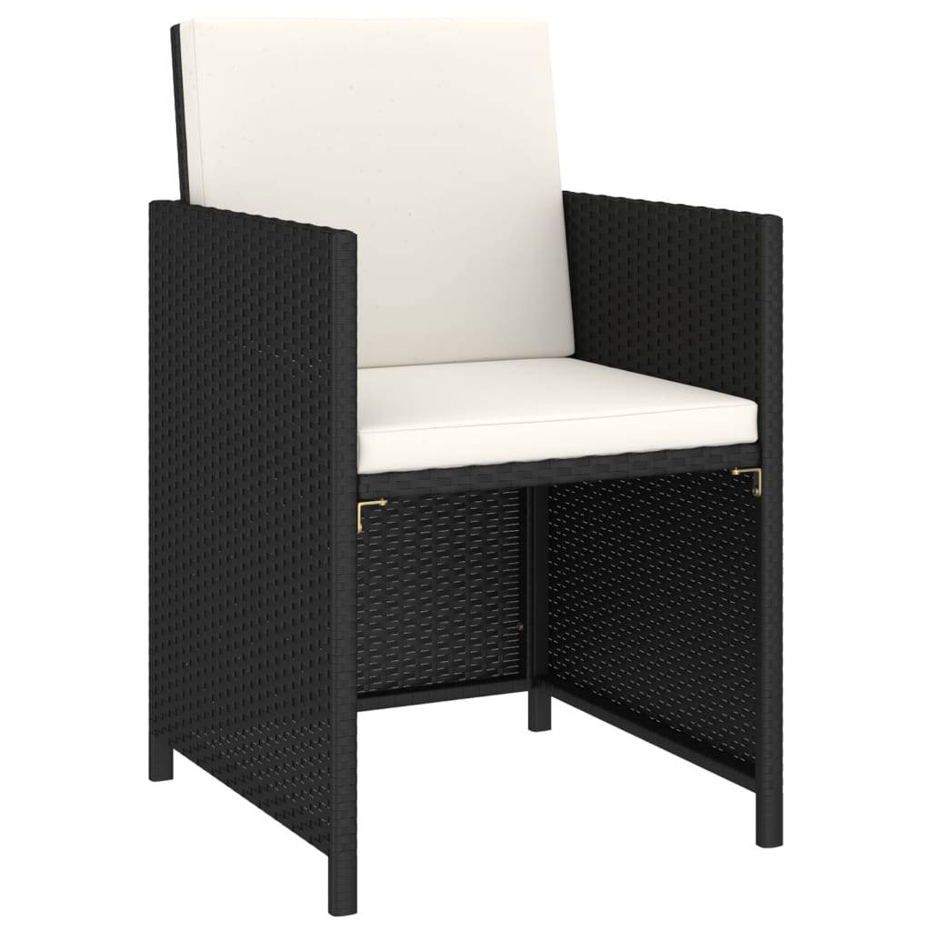 vidaXL 6-tlg. Garten-Essgruppe mit Auflagen Poly Rattan Schwarz
