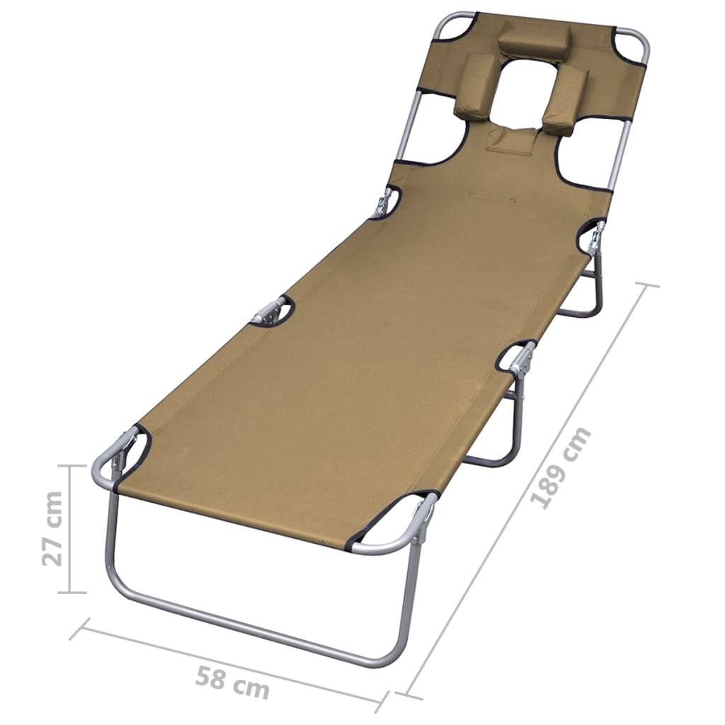 vidaXL Sonnenliege Klappbar Kopfkissen Verstellbare Rückenlehne Taupe