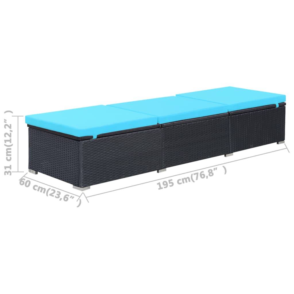 vidaXL Sonnenliege mit Auflage Poly Rattan Schwarz