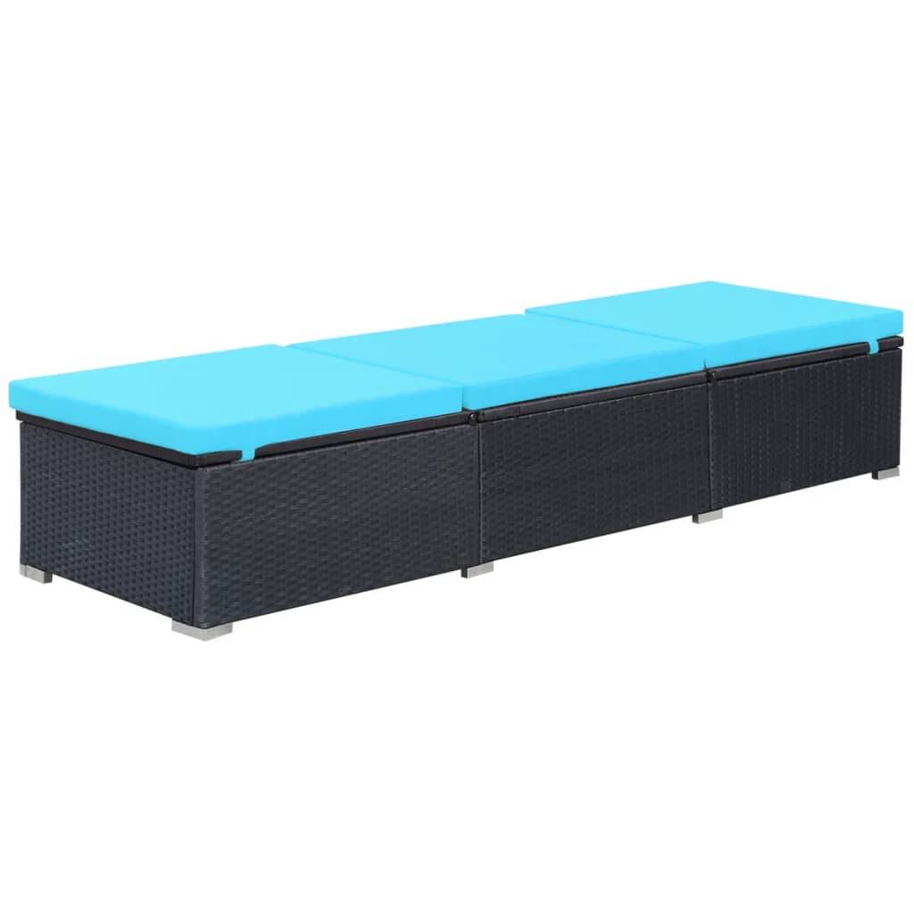 vidaXL Sonnenliege mit Auflage Poly Rattan Schwarz
