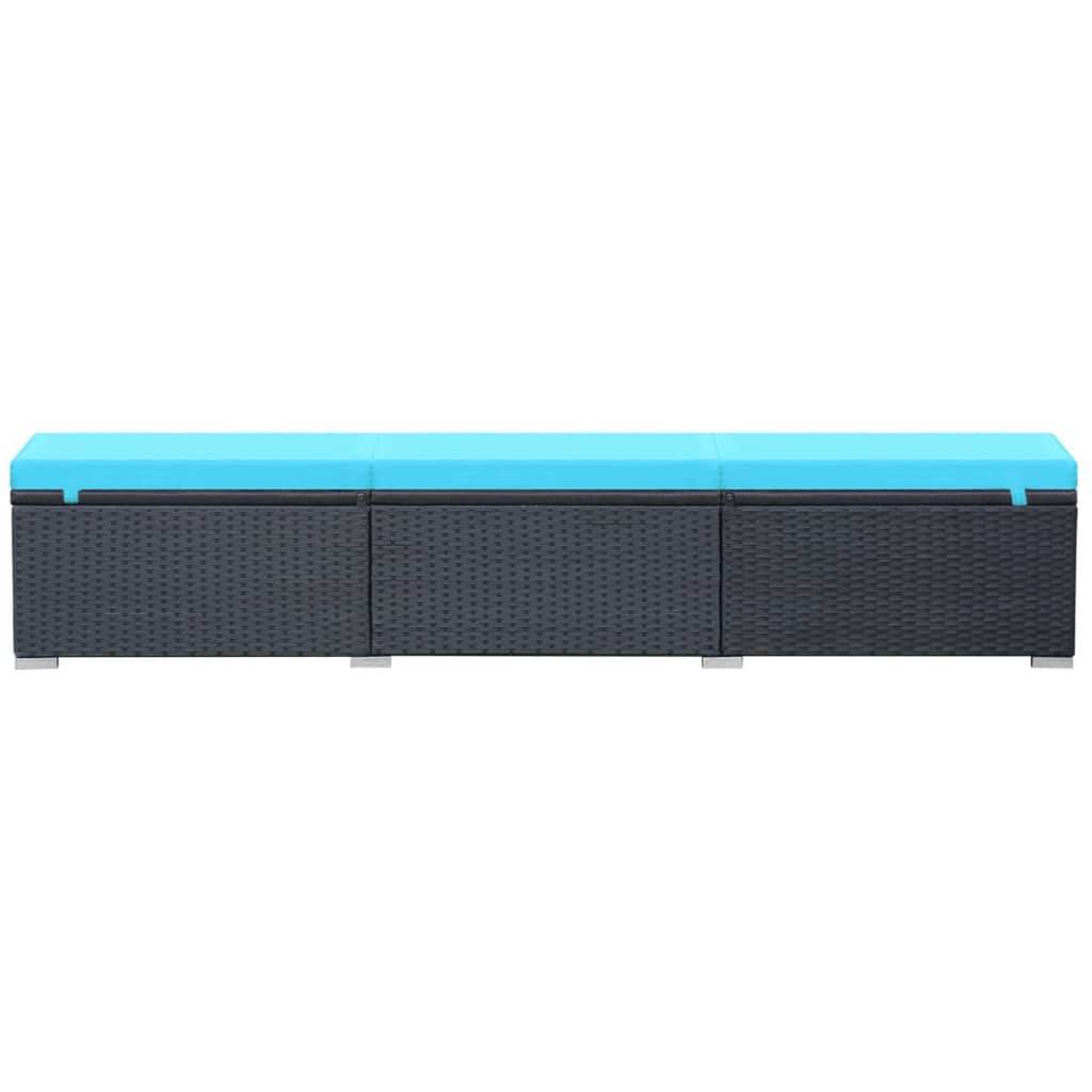 vidaXL Sonnenliege mit Auflage Poly Rattan Schwarz