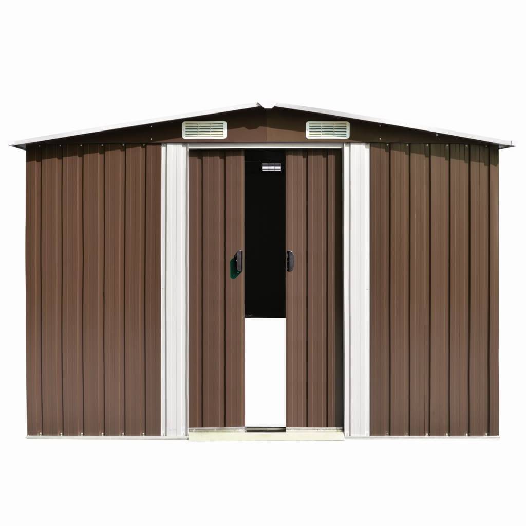 vidaXL Gerätehaus 257x392x181 cm Metall Braun