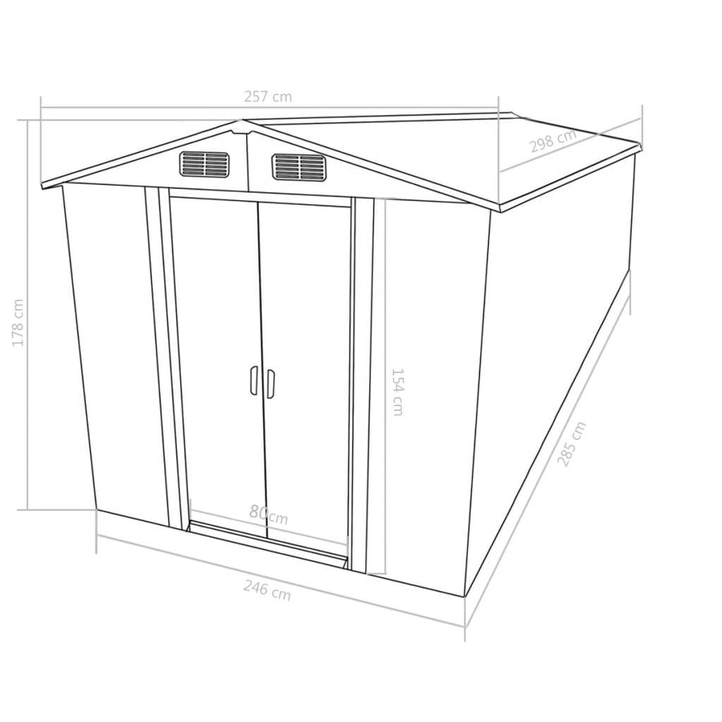 vidaXL Gerätehaus 257x298x178 cm Metall Braun