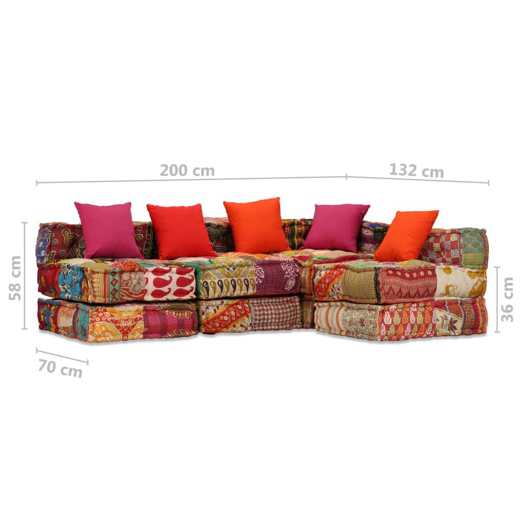 vidaXL 4-Sitzer Modularer Pouf Patchwork Stoff