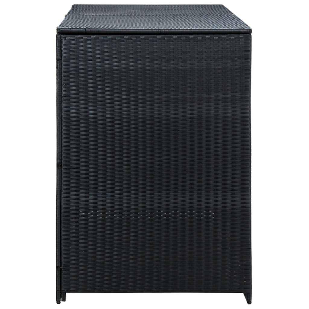 vidaXL Mülltonnenbox für 2 Tonnen Poly Rattan Schwarz 148x80x111 cm
