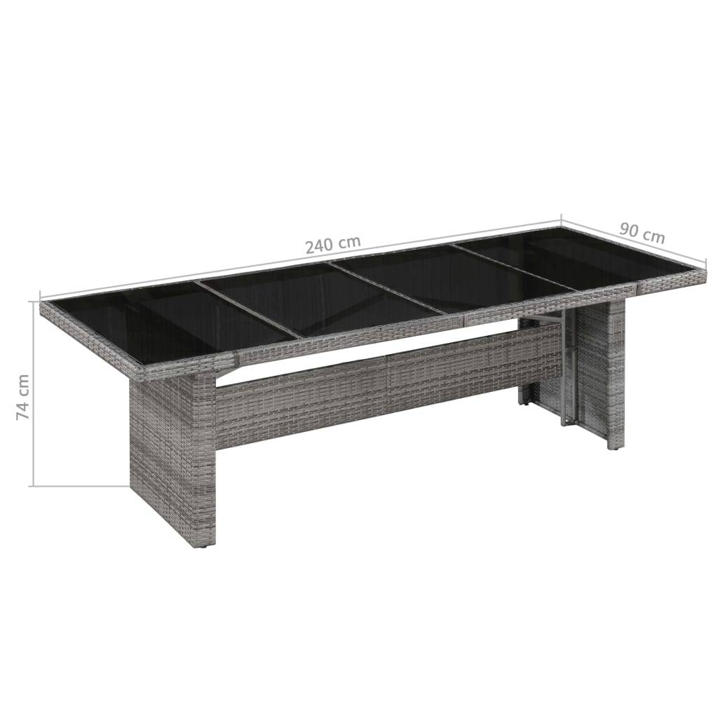 vidaXL Gartentisch 240x90x74 cm Poly Rattan und Glas