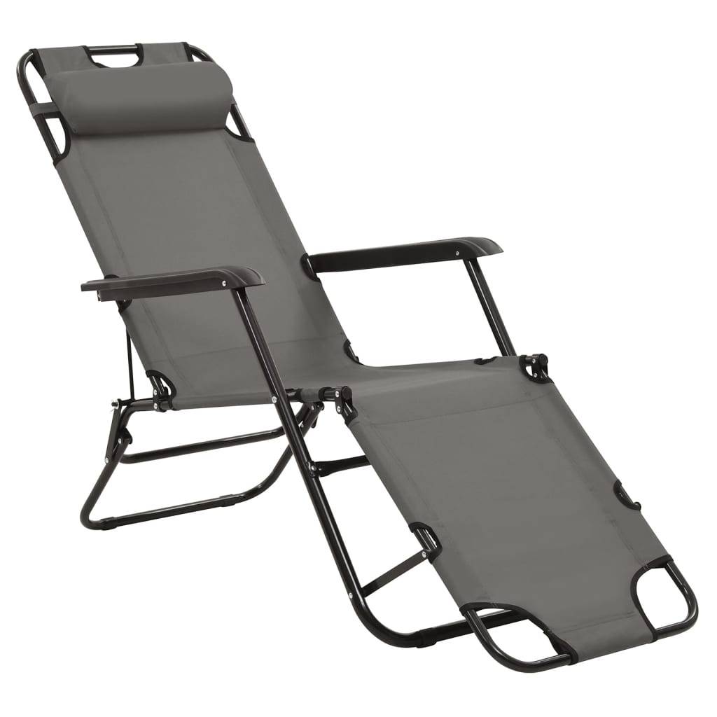 vidaXL Klappbare Sonnenliegen 2 Stk. mit Fußablage Grau