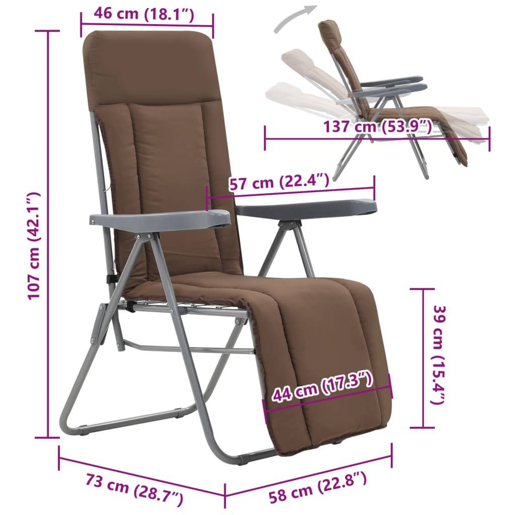 vidaXL Klappbare Gartenstühle mit Auflagen 2 Stk. Braun