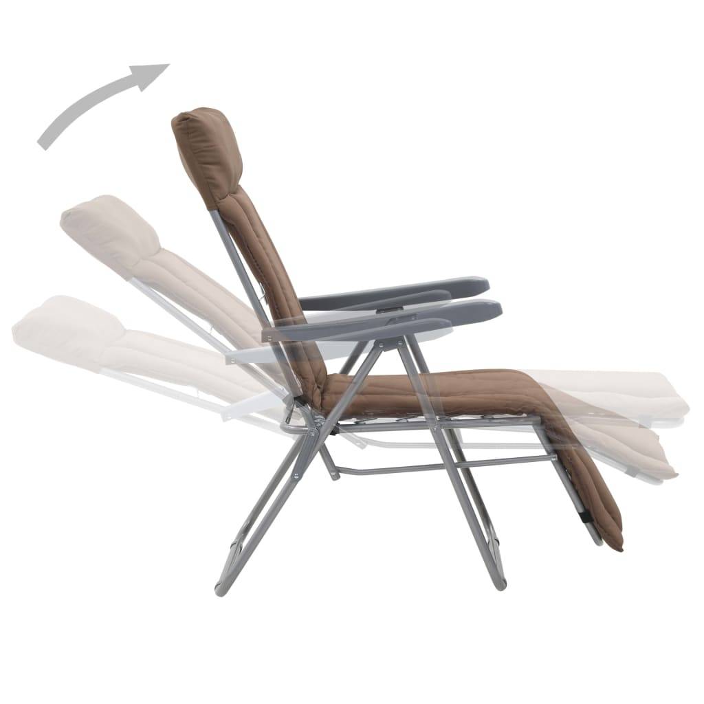 vidaXL Klappbare Gartenstühle mit Auflagen 2 Stk. Braun