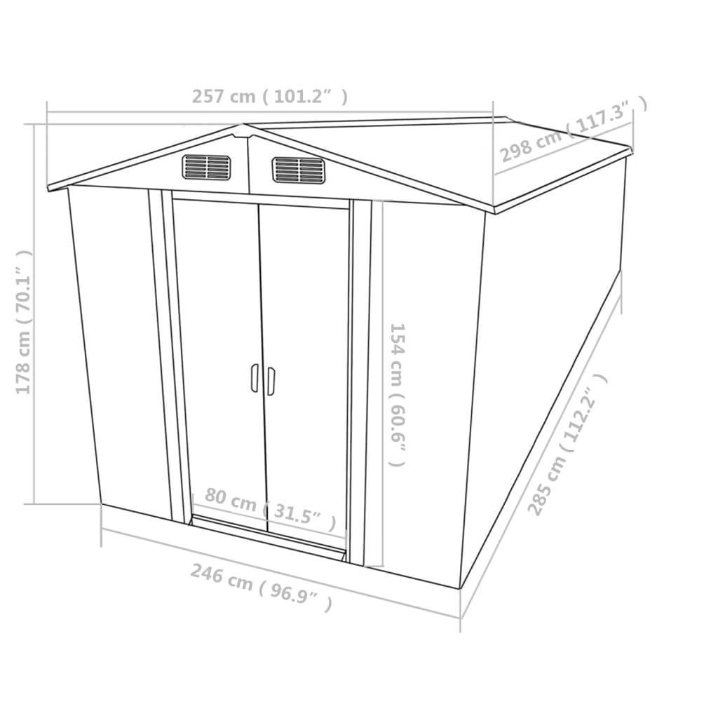 vidaXL Gartenhaus 257x298x178 cm Metall Grau