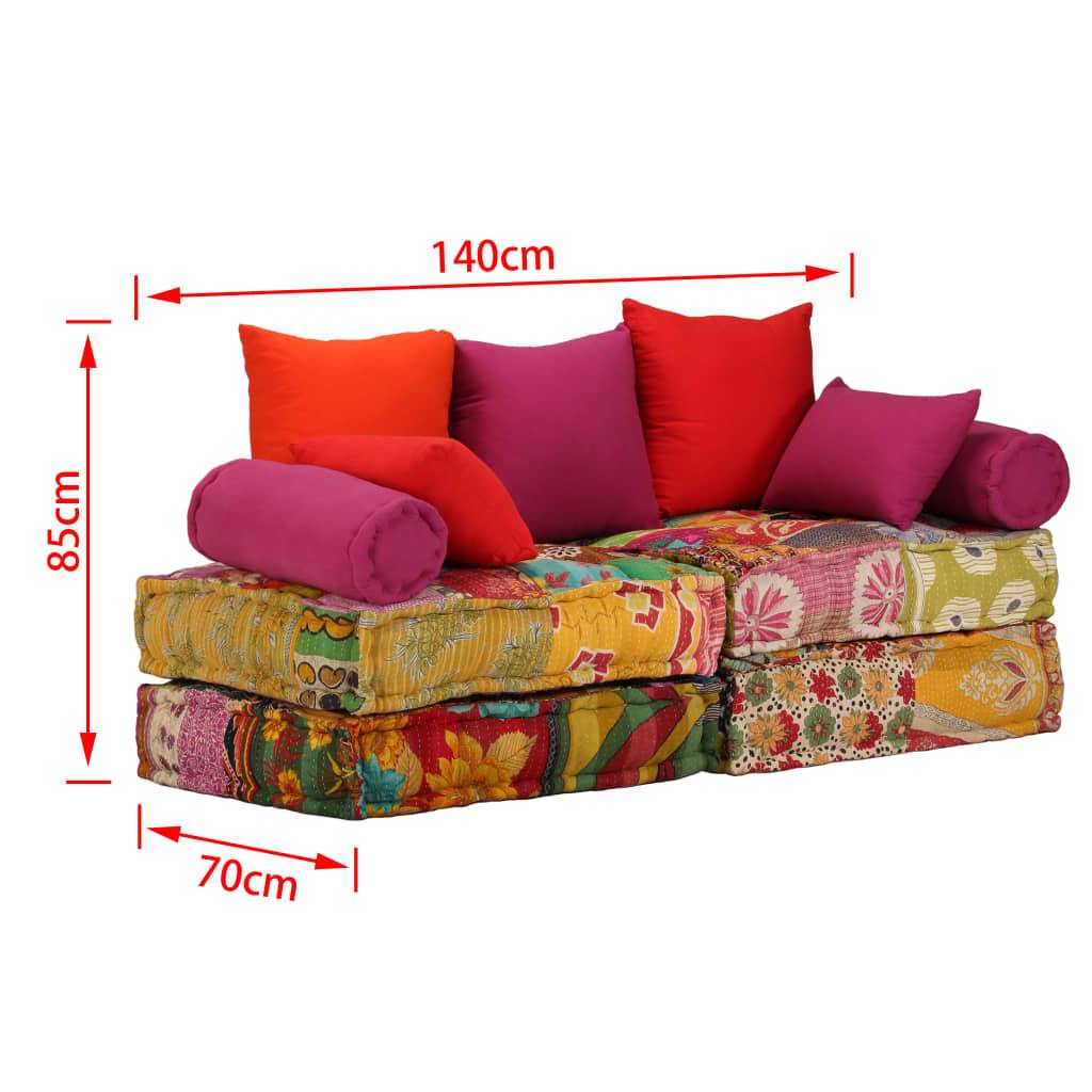 vidaXL 2-Sitzer Modularer Pouf Patchwork Stoff