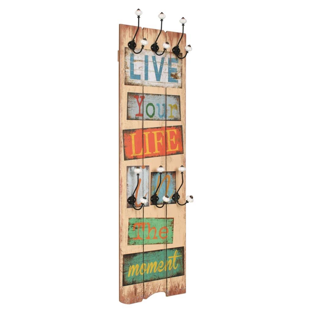 vidaXL Wandgarderobe mit 6 Haken 120 x 40 cm "LIVE LIFE"