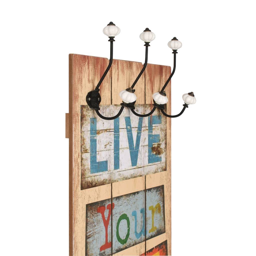 vidaXL Wandgarderobe mit 6 Haken 120 x 40 cm "LIVE LIFE"