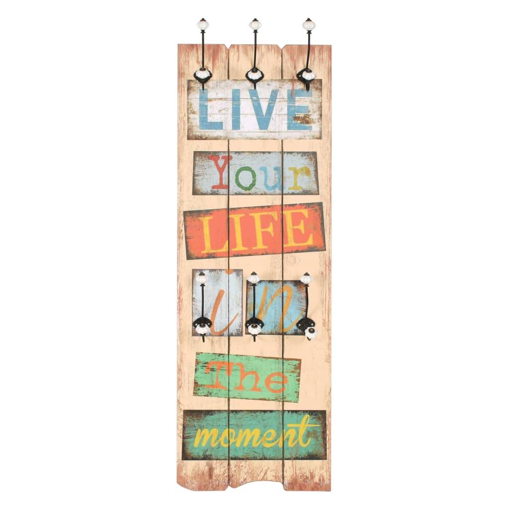 vidaXL Wandgarderobe mit 6 Haken 120 x 40 cm "LIVE LIFE"