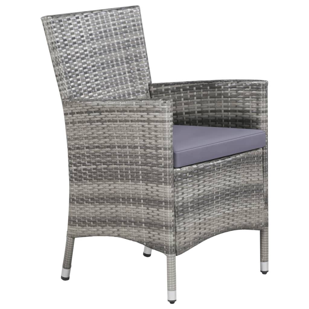 vidaXL 11-tlg. Garten-Essgruppe mit Kissen Poly-Rattan Grau