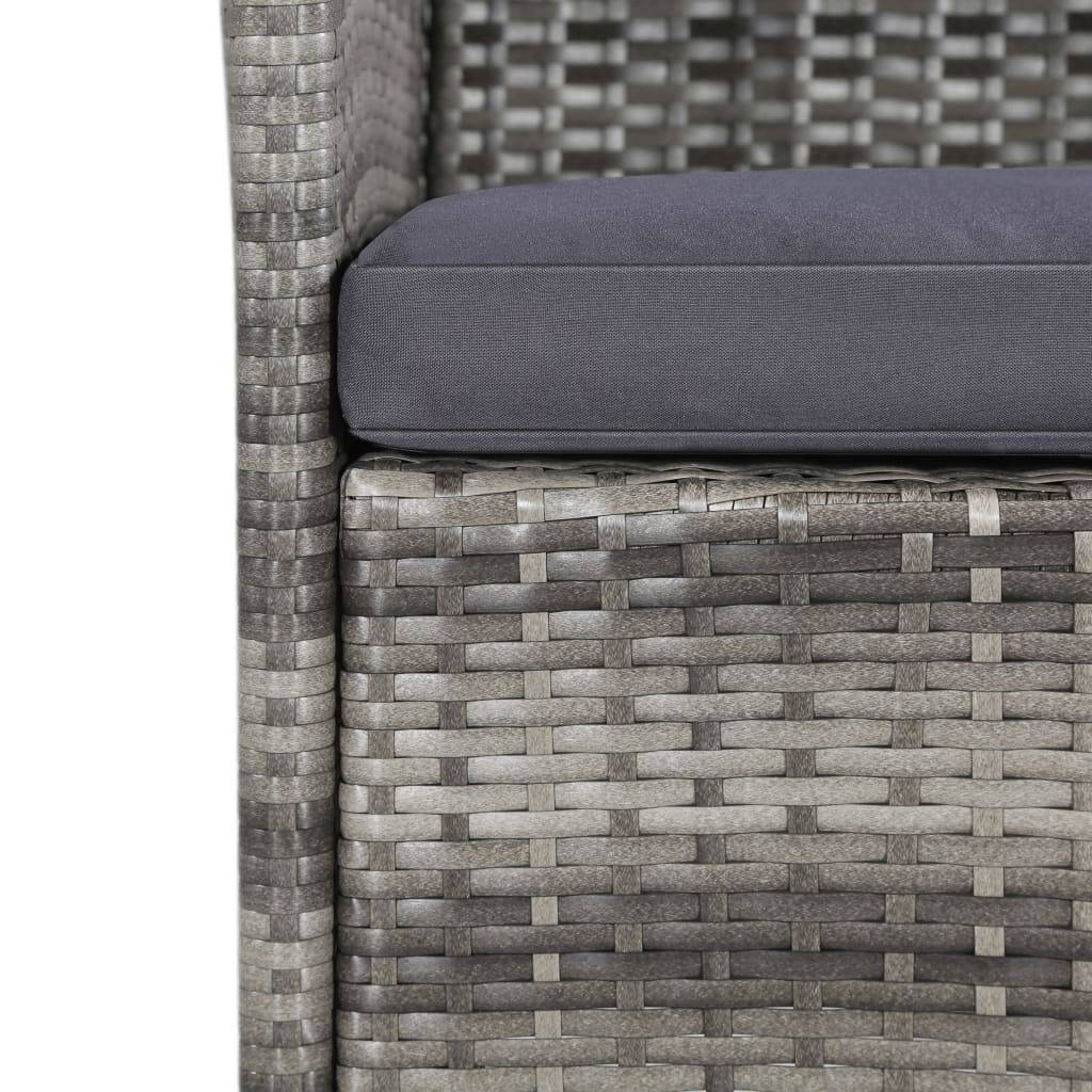 vidaXL 11-tlg. Garten-Essgruppe mit Kissen Poly-Rattan Grau