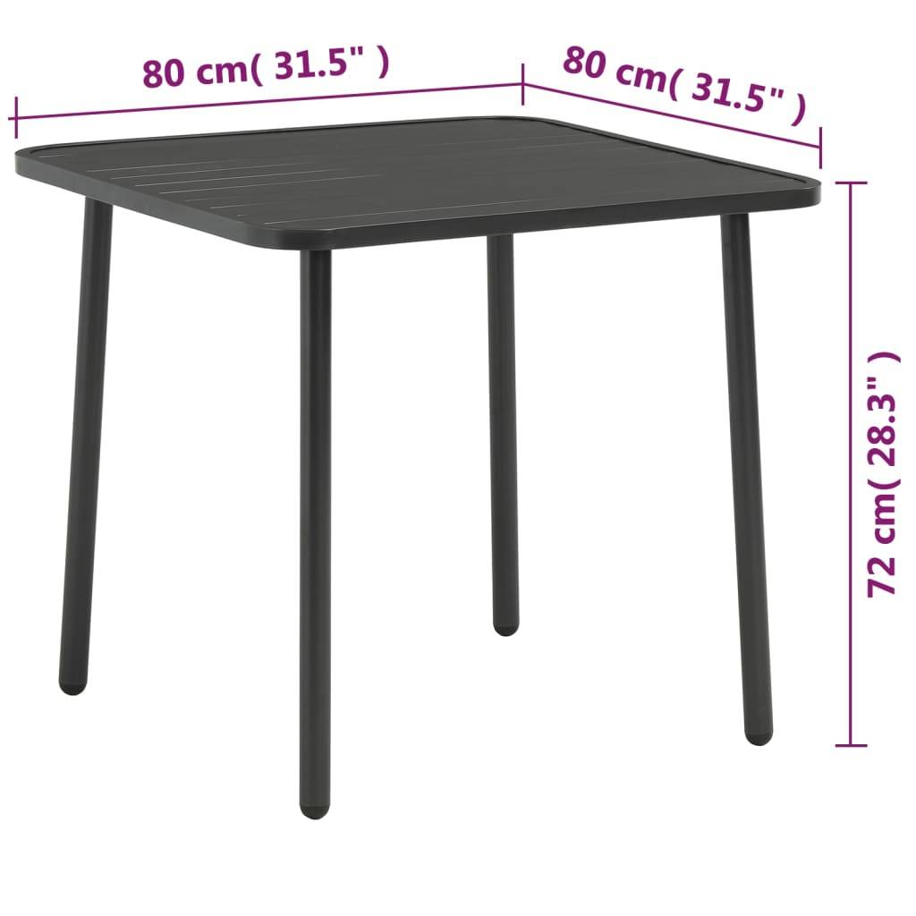 vidaXL Gartentisch Dunkelgrau 80x80x72 cm Stahl