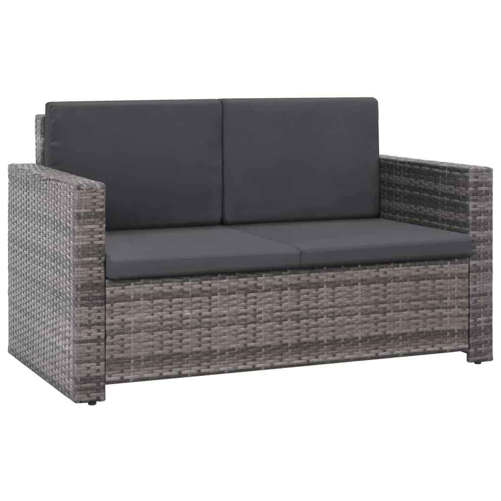 vidaXL 2-tlg. Garten-Lounge-Set mit Auflagen Poly Rattan Grau