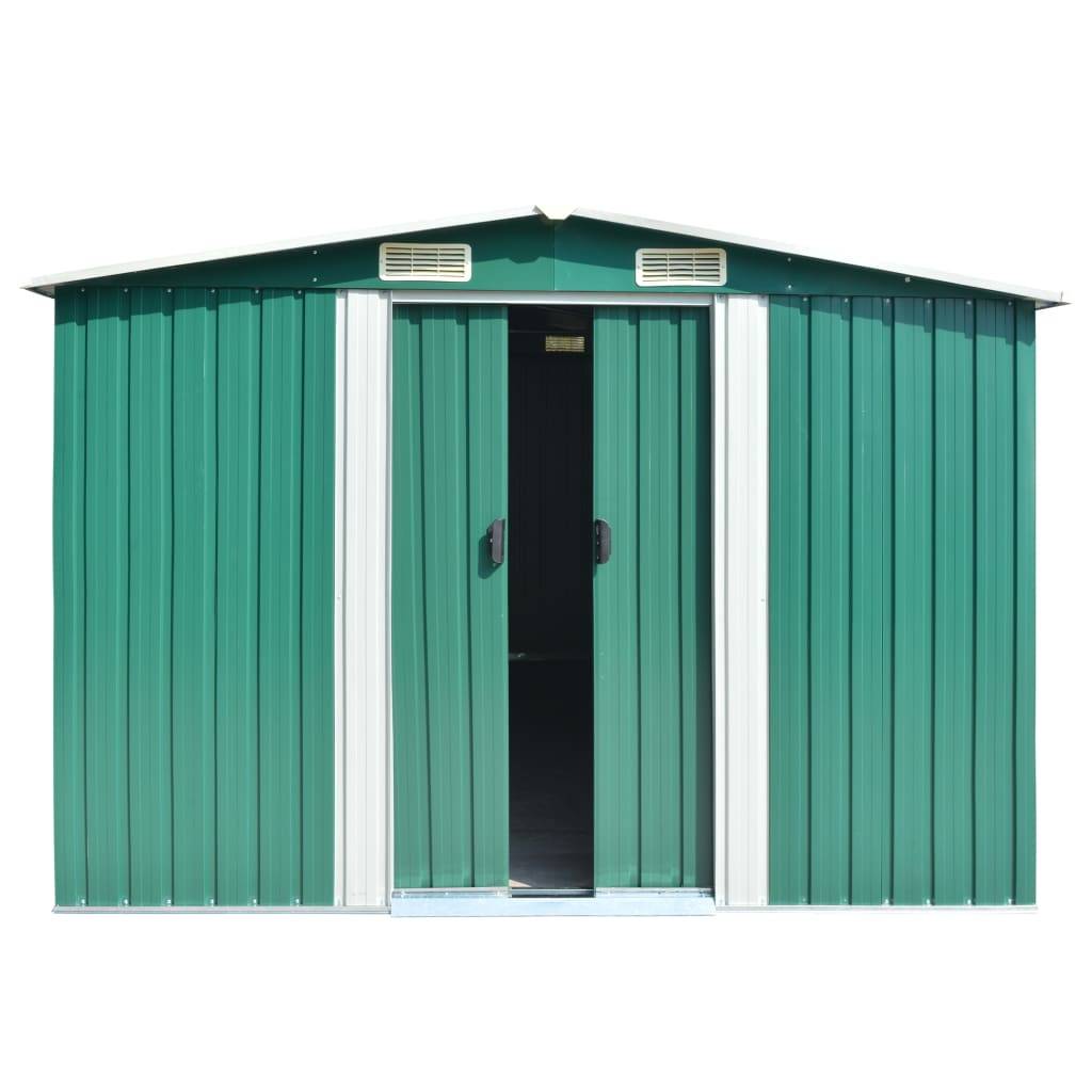 vidaXL Gerätehaus 257x392x181 cm Metall Grün