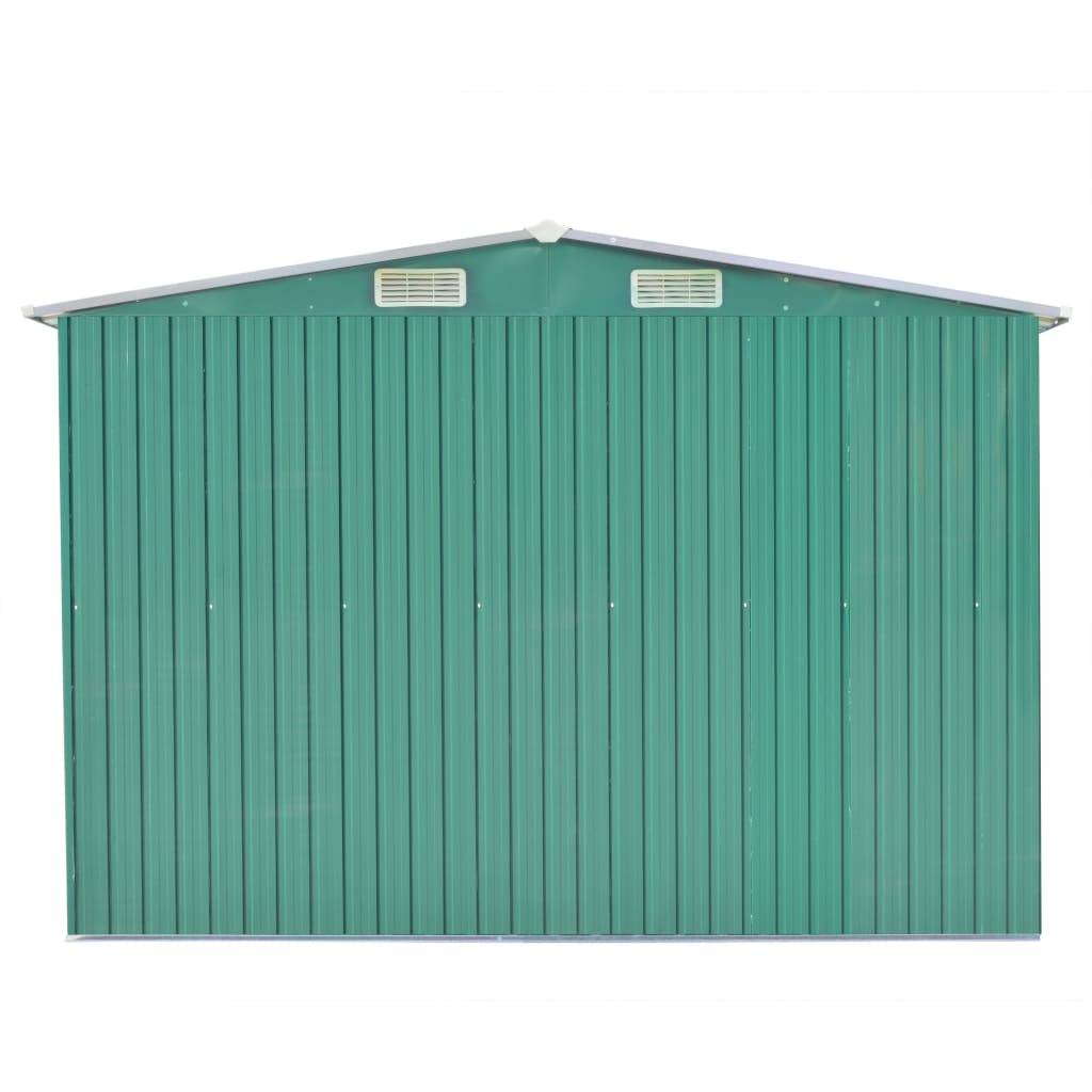 vidaXL Gerätehaus 257x392x181 cm Metall Grün