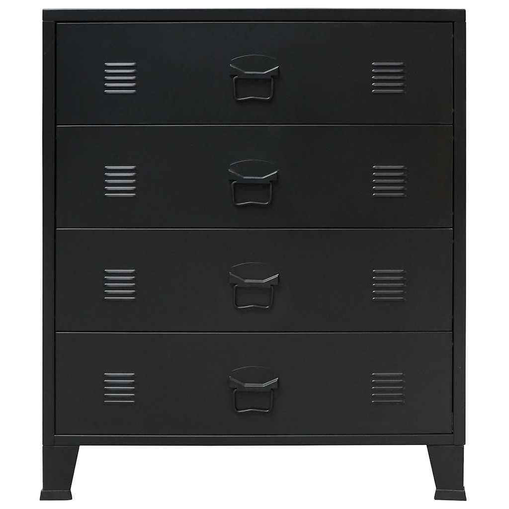 vidaXL Schubladenschrank Metall Industrie-Stil 78 x 40 x 93 cm Schwarz