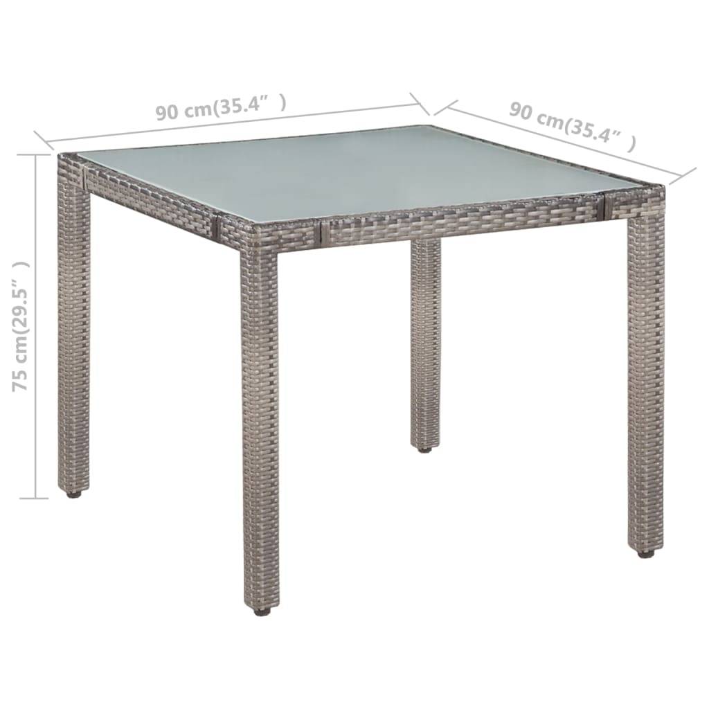 vidaXL 5-tlg. Garten-Essgruppe mit Auflagen Poly Rattan Grau