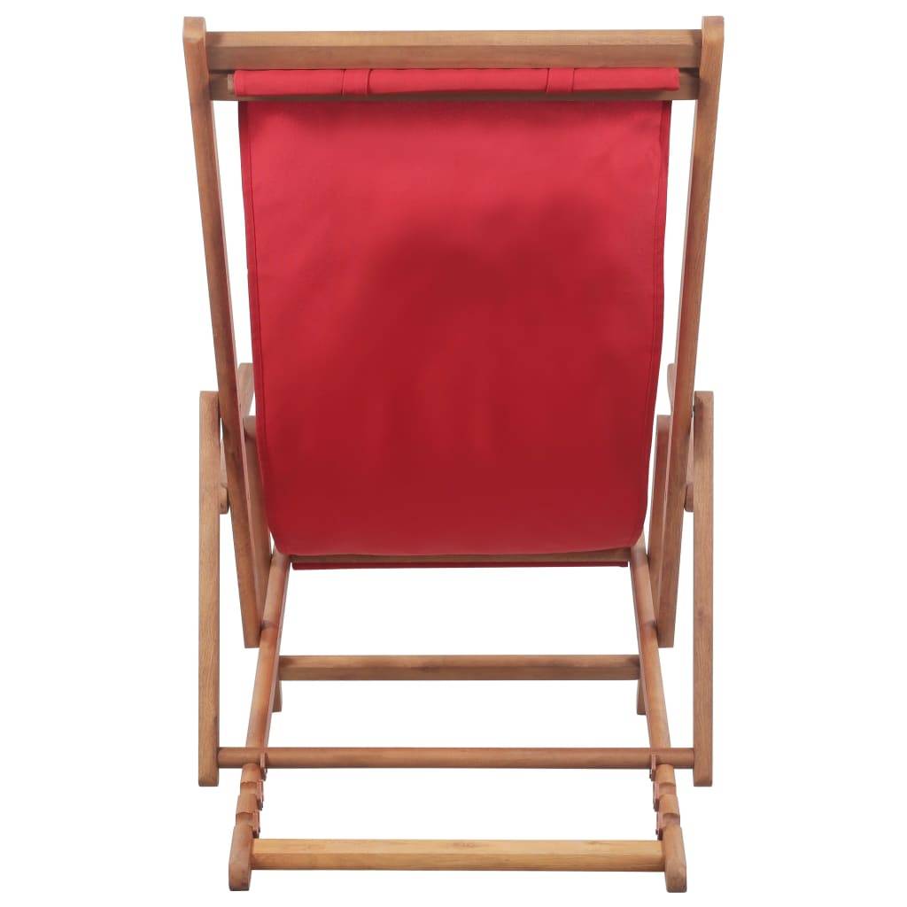 vidaXL Strandstuhl Klappbar Stoff und Massivholz Rot