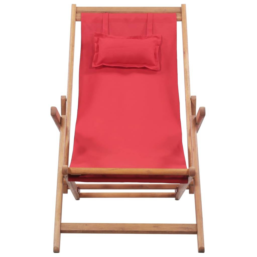 vidaXL Strandstuhl Klappbar Stoff und Massivholz Rot