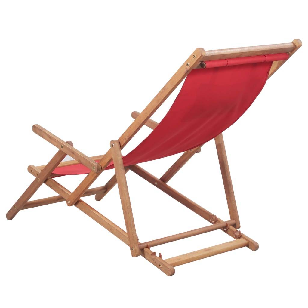 vidaXL Strandstuhl Klappbar Stoff und Massivholz Rot