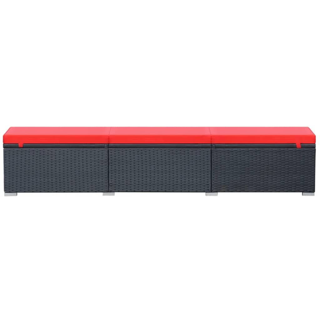 vidaXL Sonnenliege mit Auflage Poly Rattan Schwarz