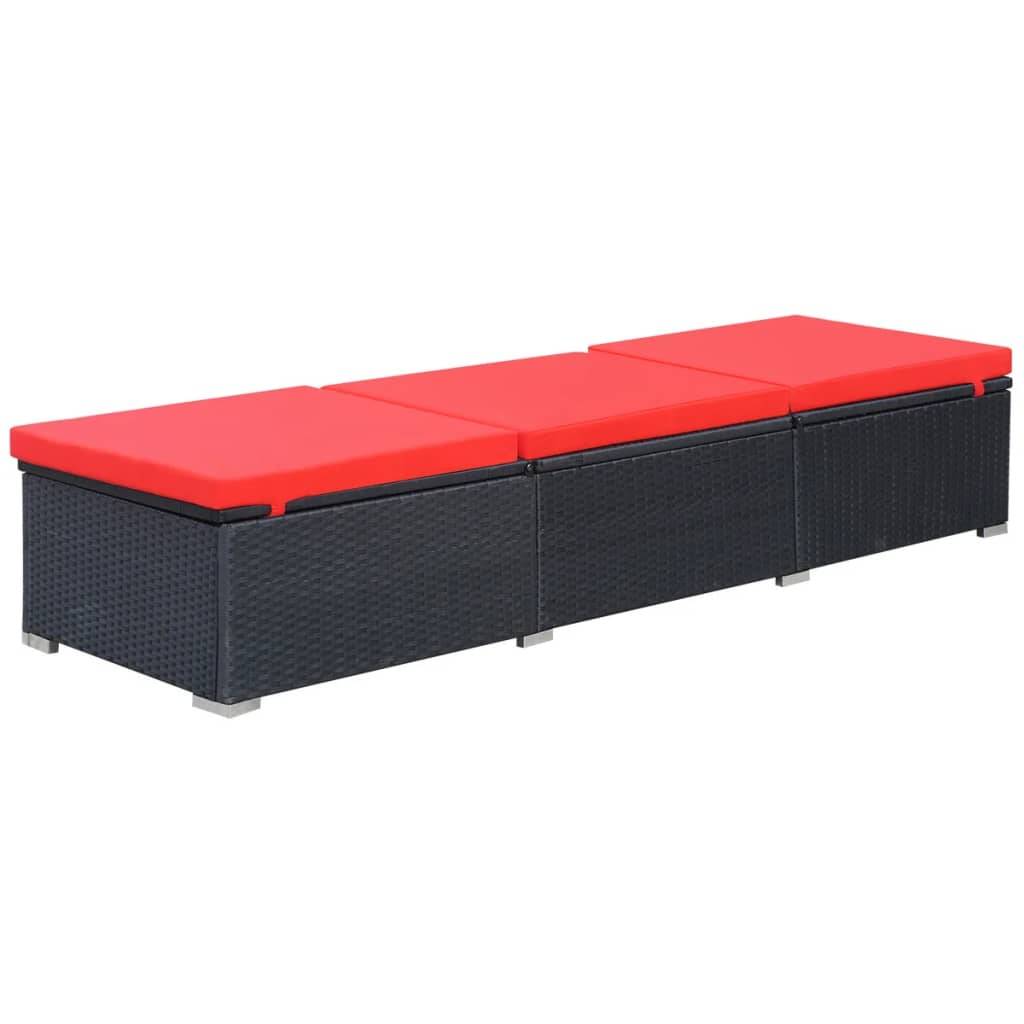 vidaXL Sonnenliege mit Auflage Poly Rattan Schwarz