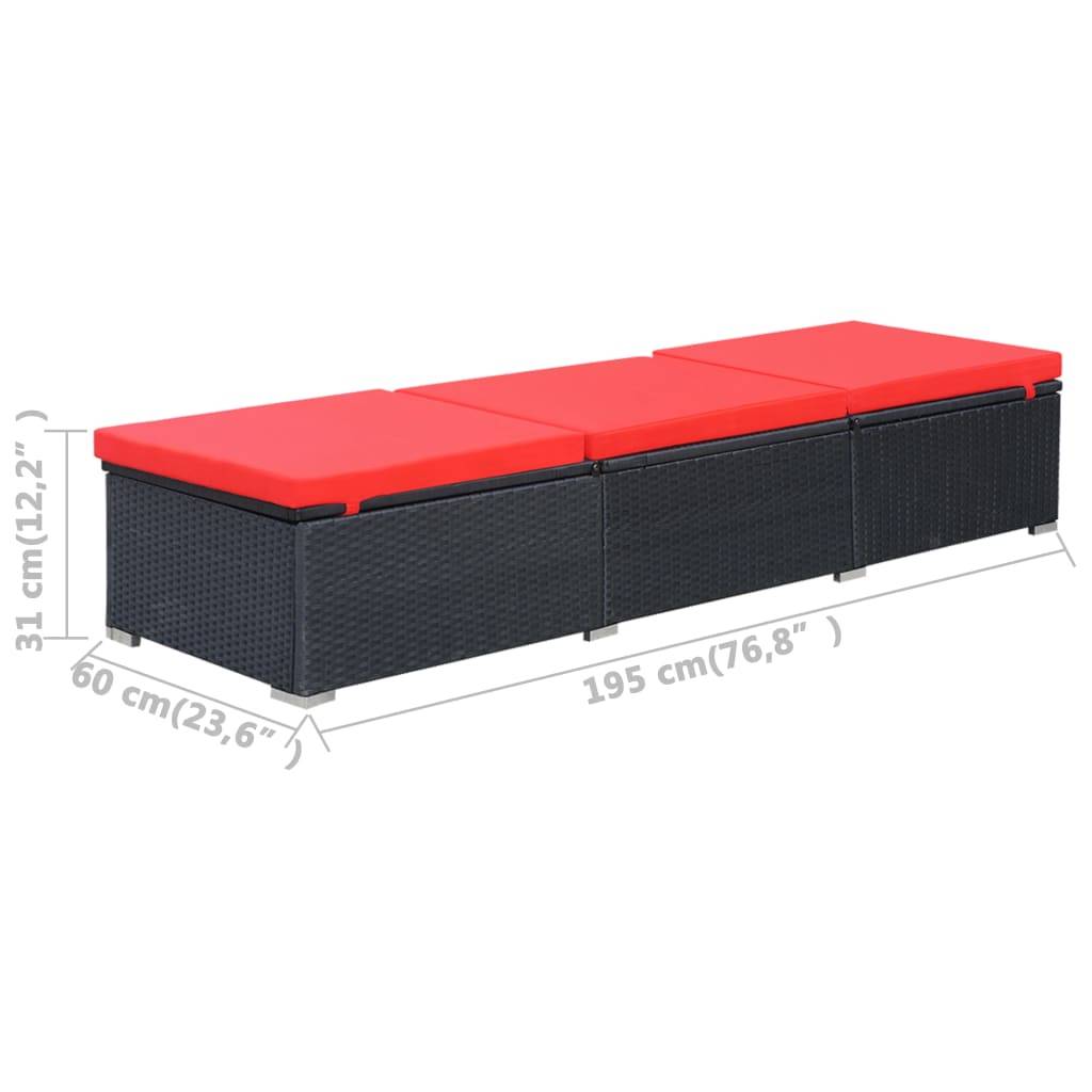 vidaXL Sonnenliege mit Auflage Poly Rattan Schwarz