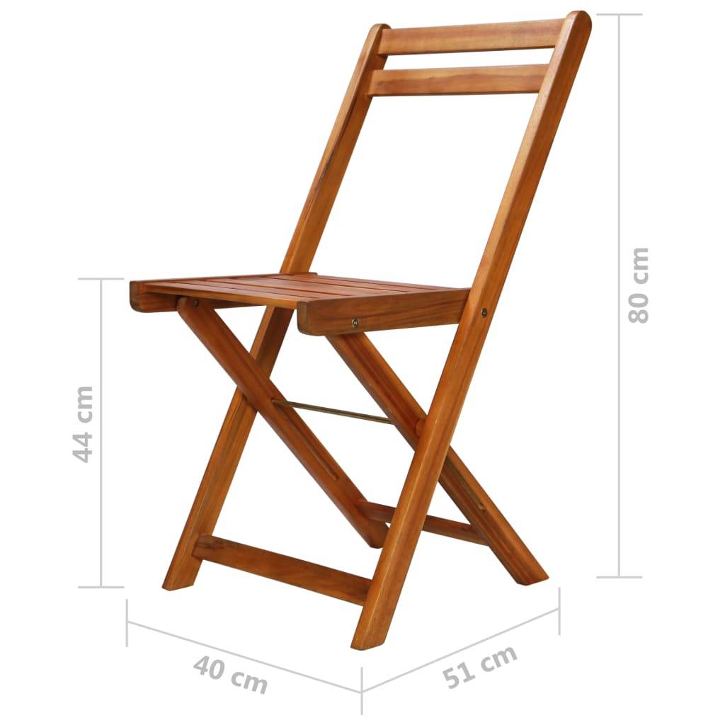 vidaXL 3-tlg. Bistro-Set Klappbar Massivholz Akazie
