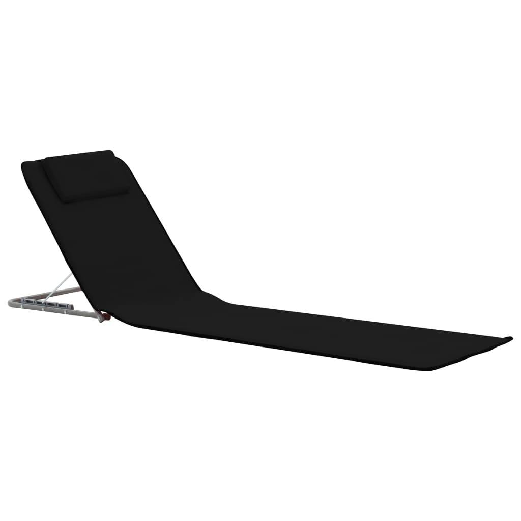vidaXL Klappbare Strandmatte 2 Stk. Stahl und Stoff Schwarz