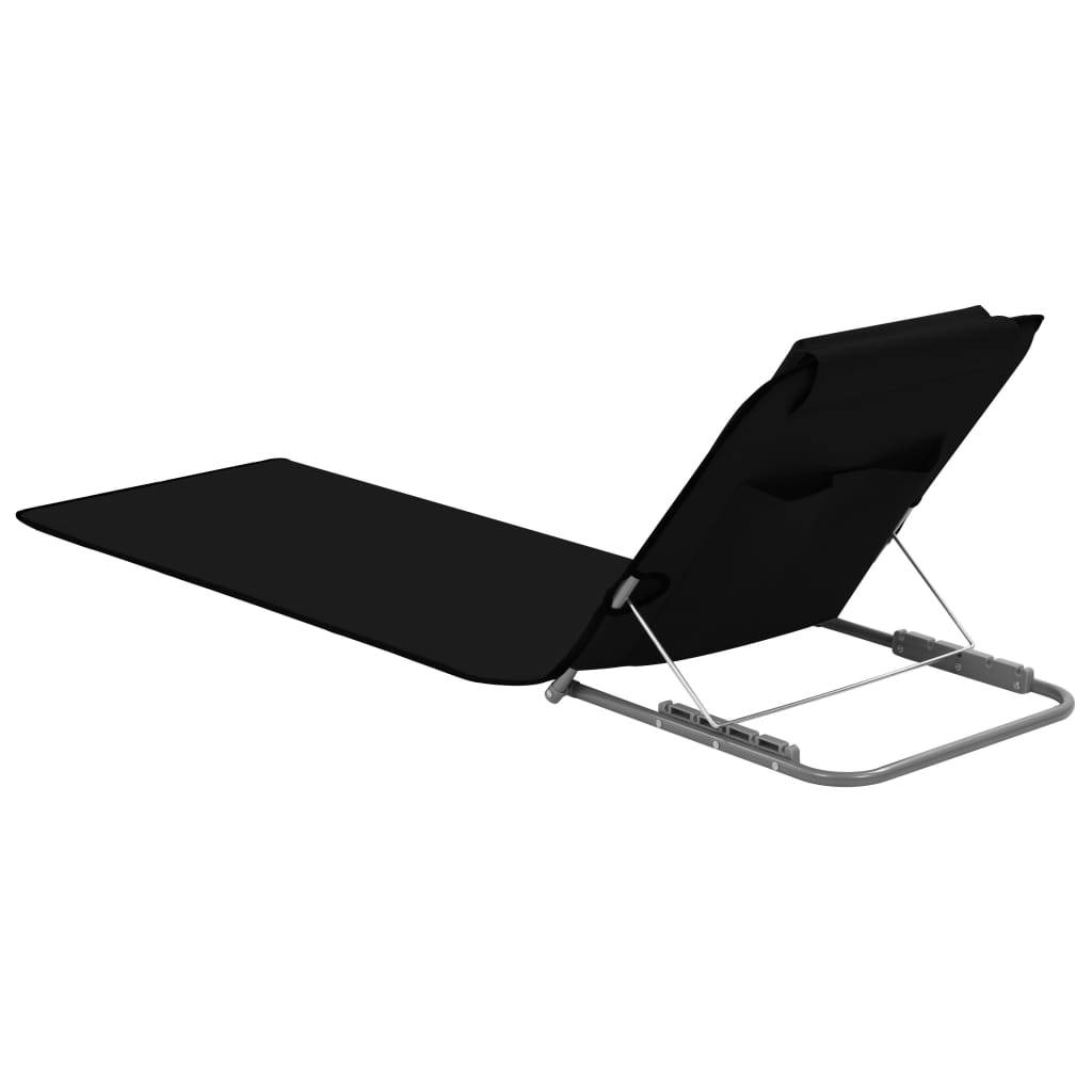 vidaXL Klappbare Strandmatte 2 Stk. Stahl und Stoff Schwarz