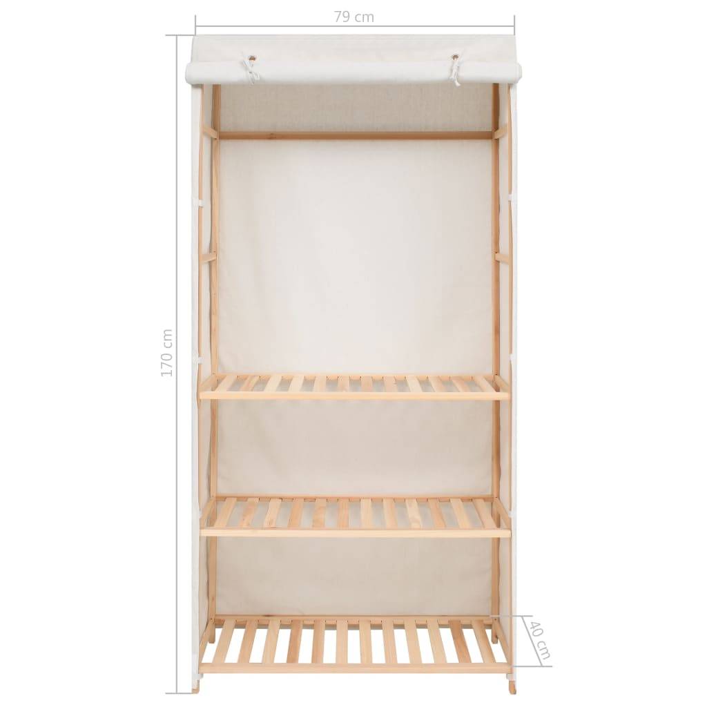 vidaXL Kleiderschrank mit 3 Ebenen 79 x 40 x 170 cm