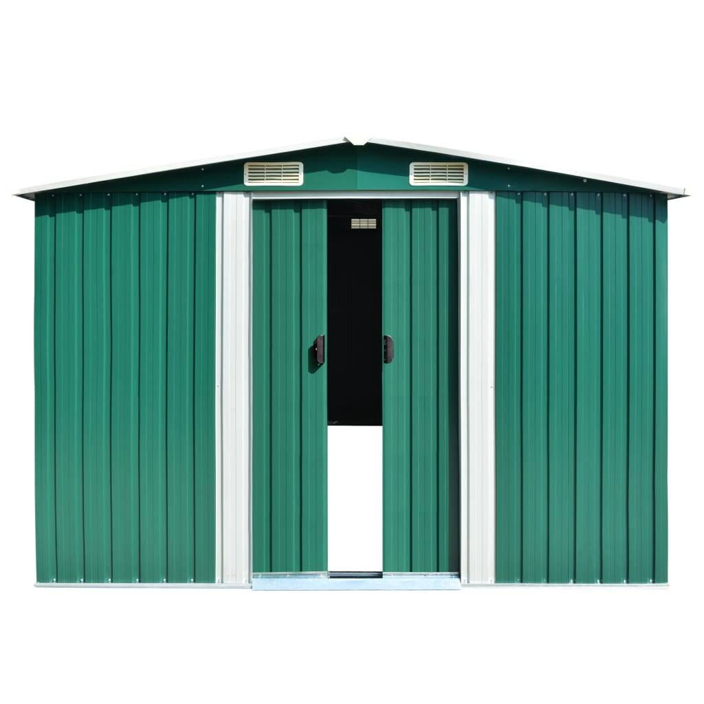 vidaXL Gerätehaus 257x298x178 cm Metall Grün