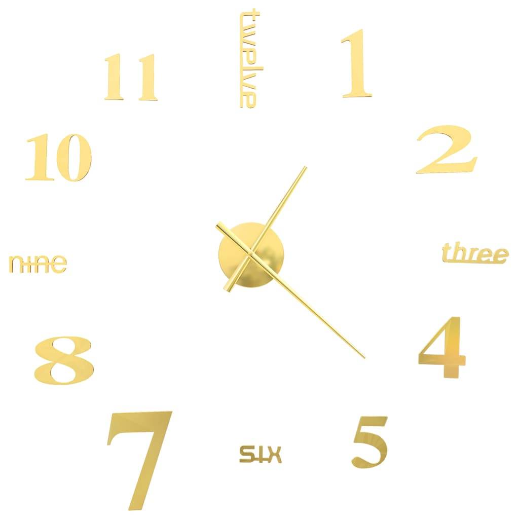 vidaXL 3D-Wanduhr Modernes Design 100 cm XXL Golden