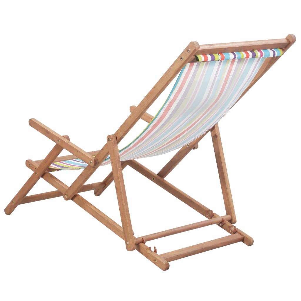 vidaXL Strandstuhl Klappbar Stoff und Massivholz Mehrfarbig