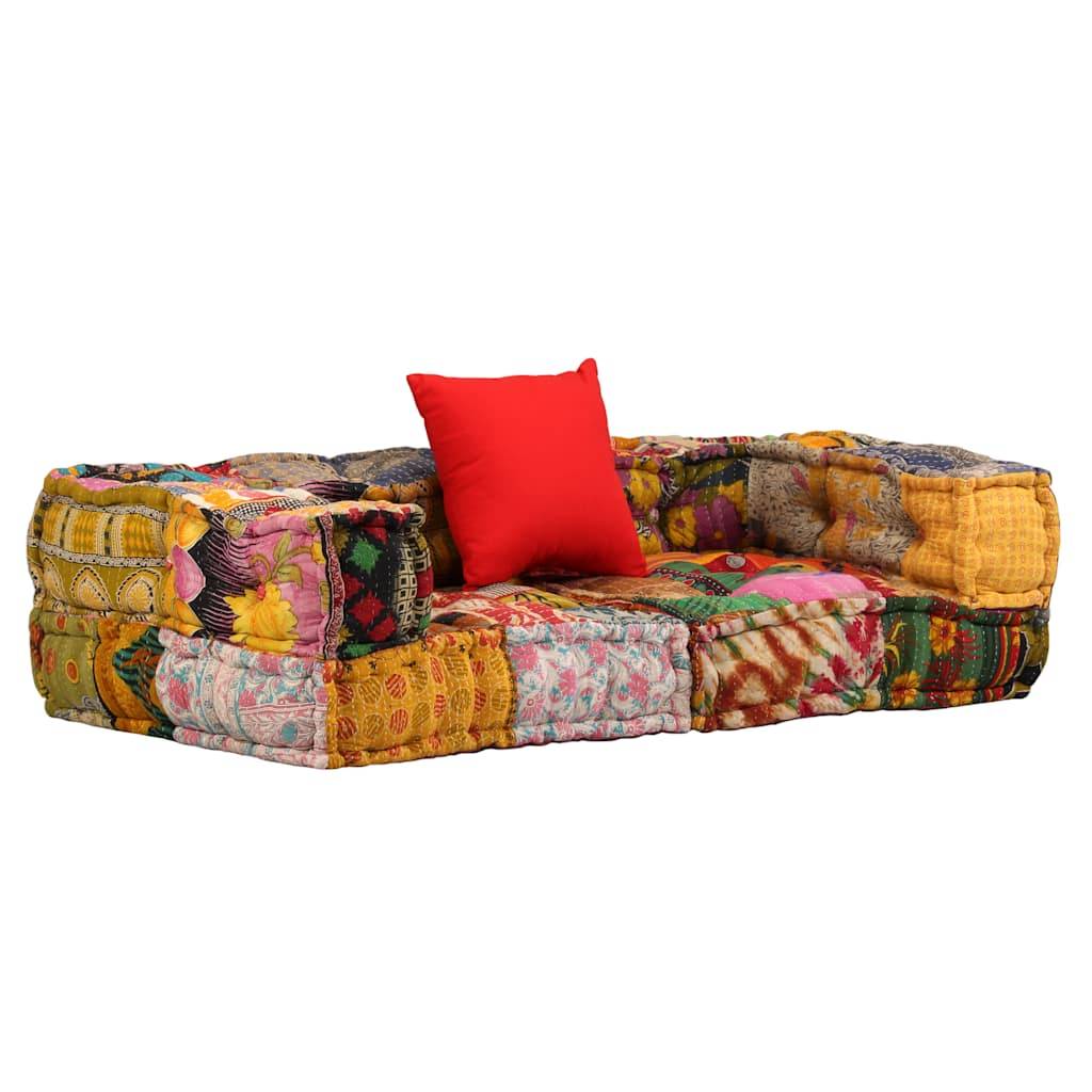 vidaXL 2-Sitzer Modularer Pouf Patchwork Stoff