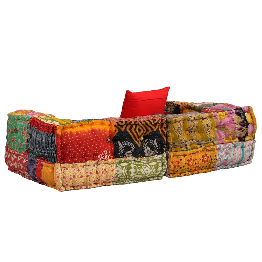 vidaXL 2-Sitzer Modularer Pouf Patchwork Stoff