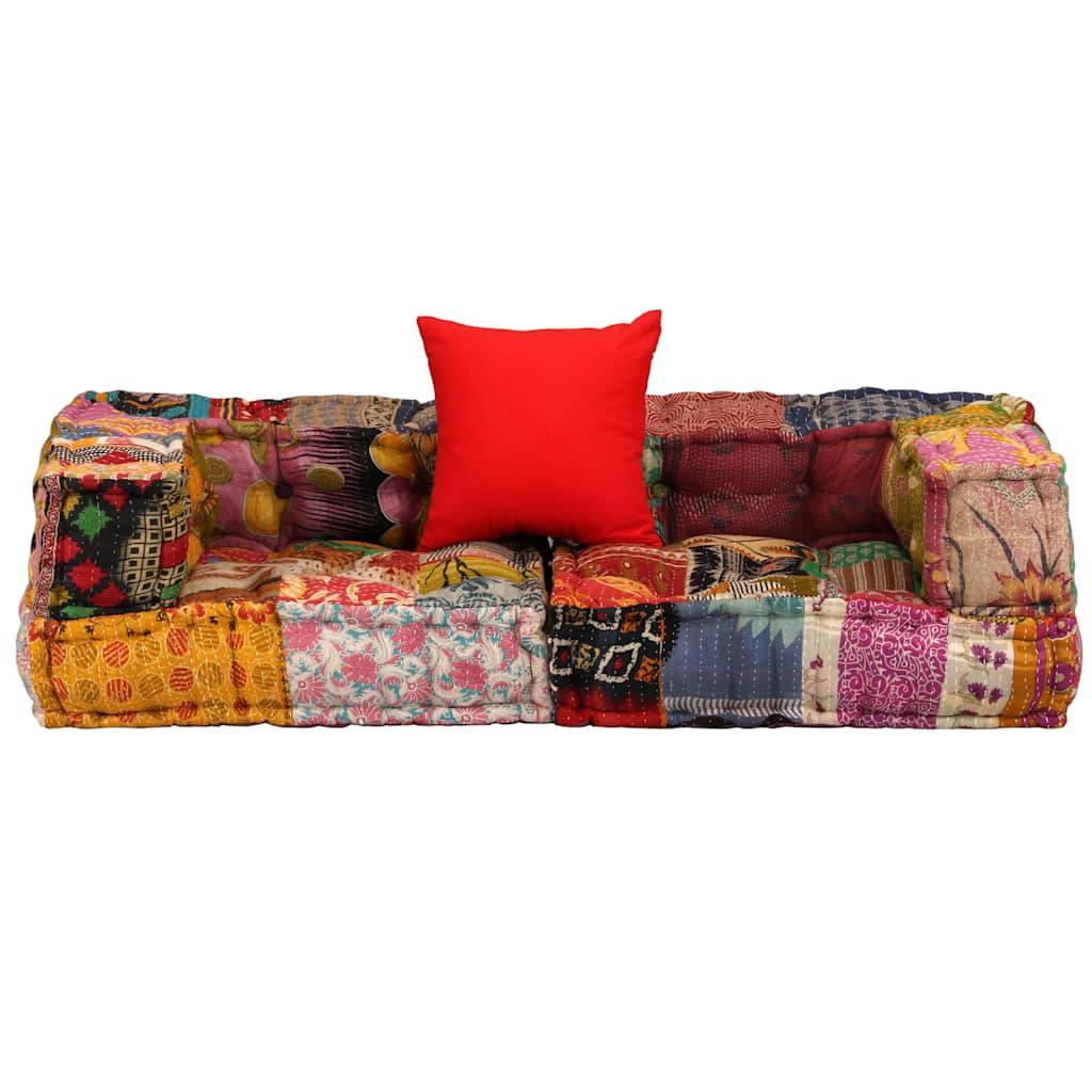 vidaXL 2-Sitzer Modularer Pouf Patchwork Stoff