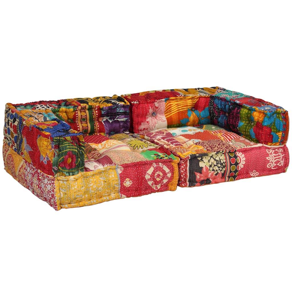vidaXL 2-Sitzer Modularer Pouf Patchwork Stoff