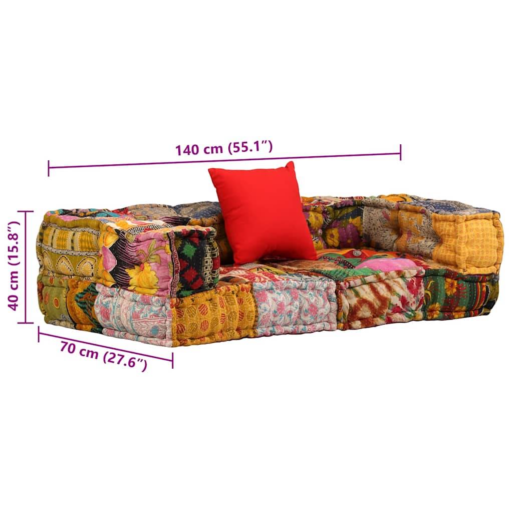 vidaXL 2-Sitzer Modularer Pouf Patchwork Stoff