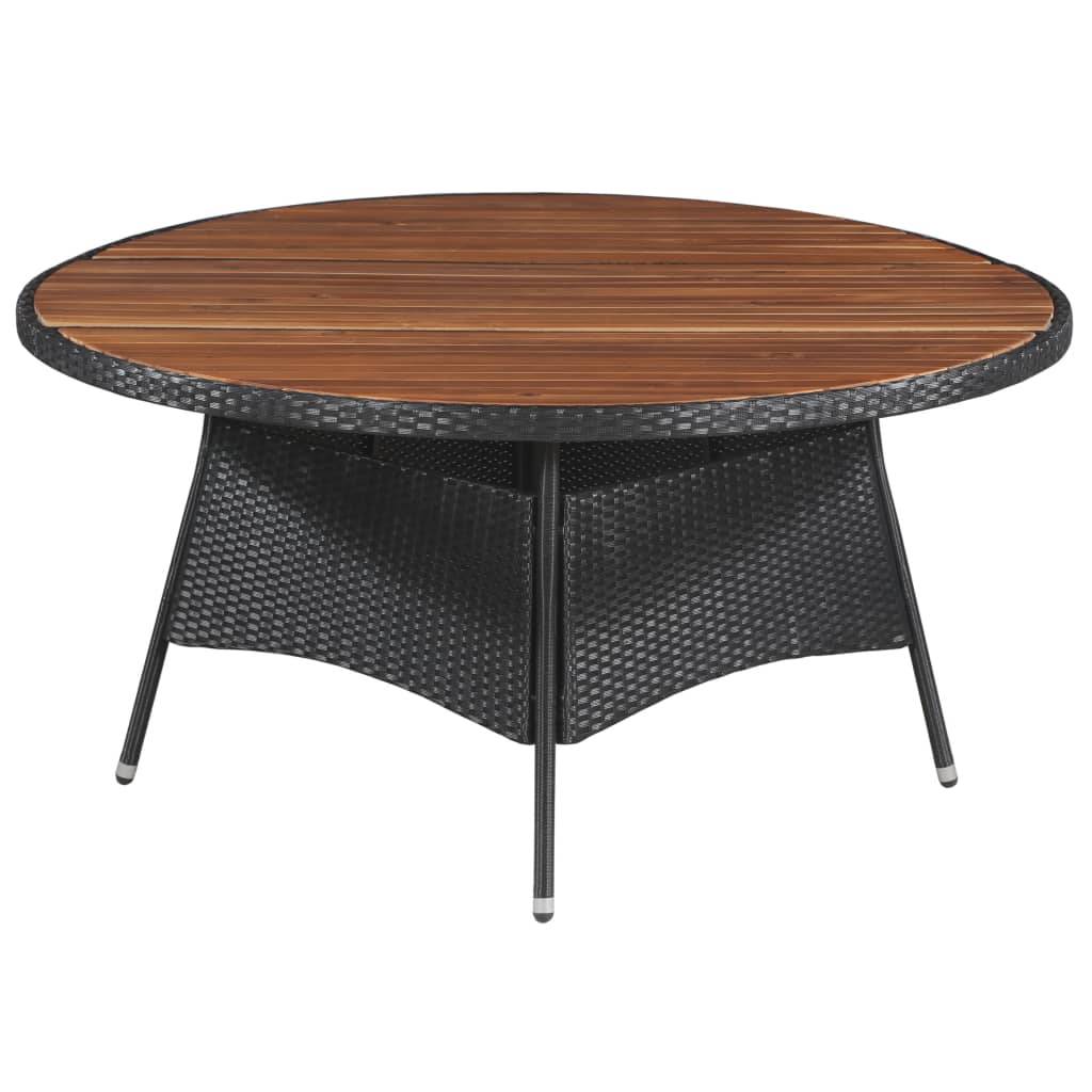 vidaXL 9-tlg. Garten-Essgruppe Poly Rattan Akazie Massivholz Schwarz