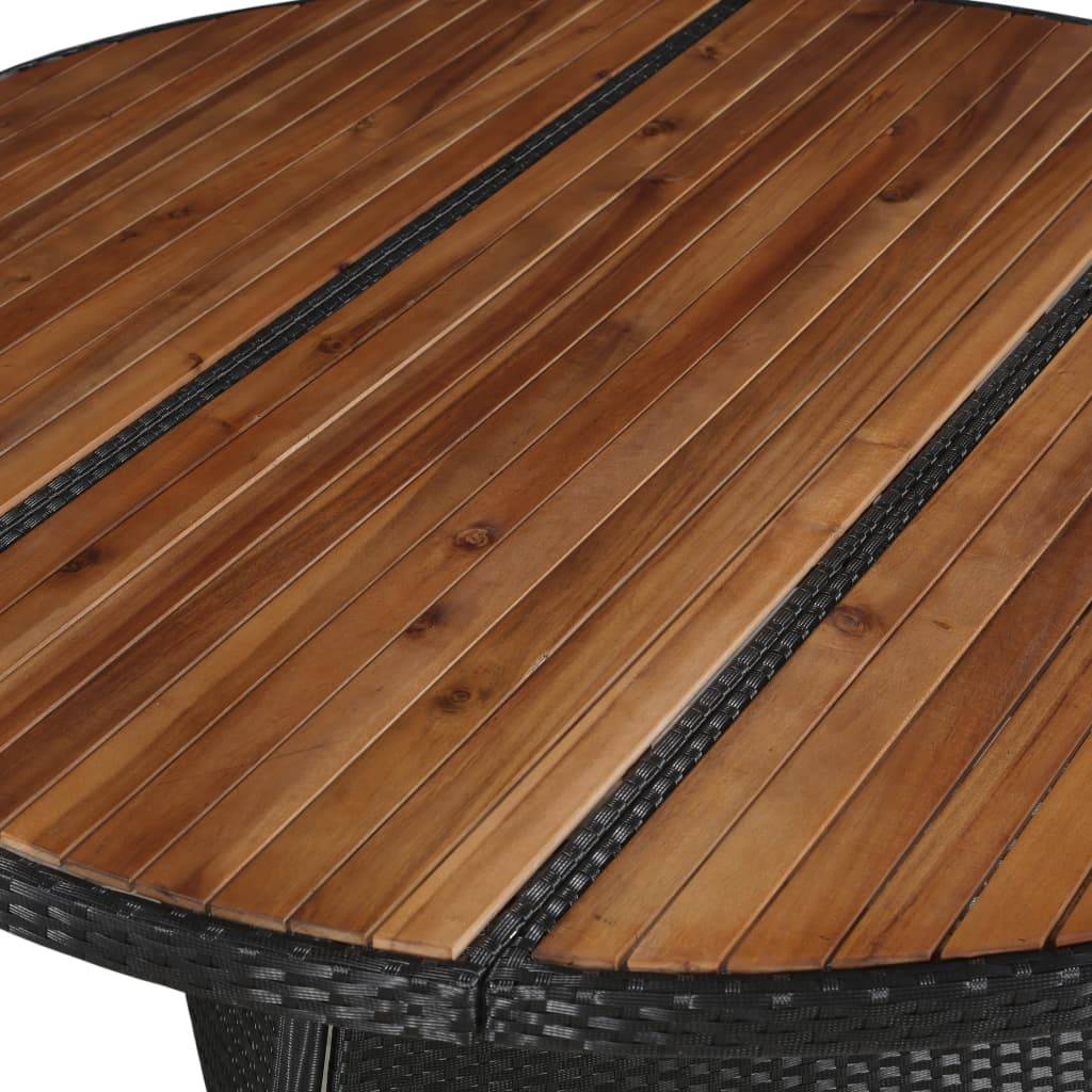 vidaXL 9-tlg. Garten-Essgruppe Poly Rattan Akazie Massivholz Schwarz