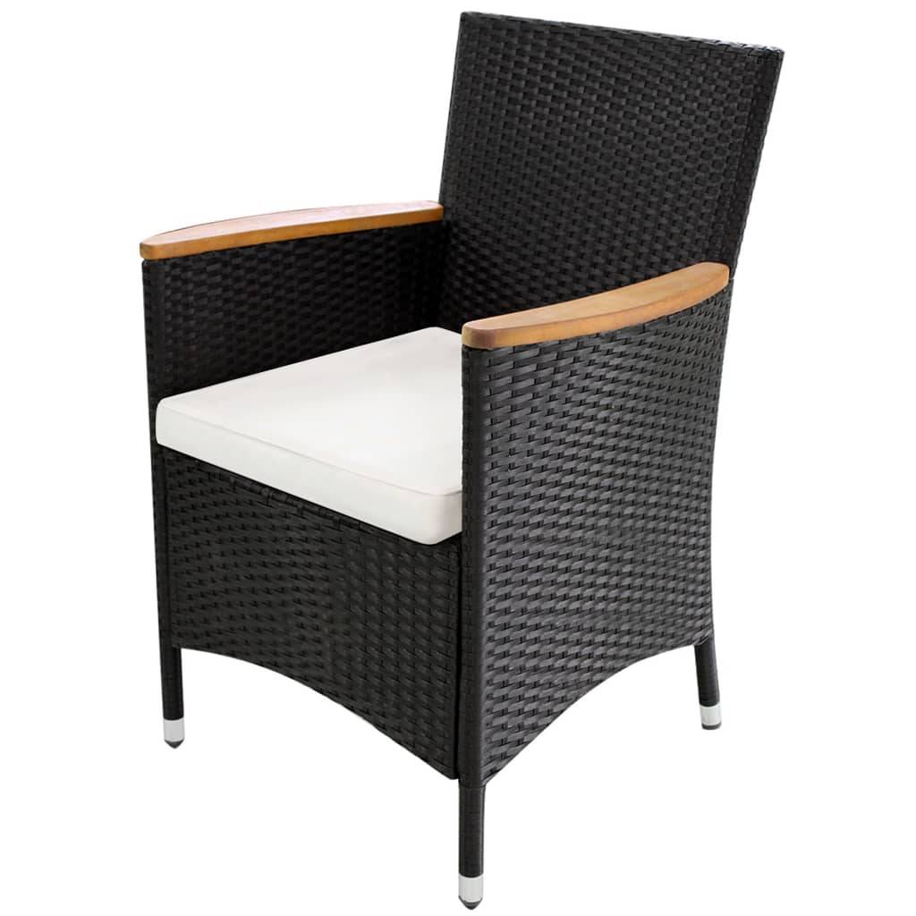 vidaXL 9-tlg. Garten-Essgruppe Poly Rattan Akazie Massivholz Schwarz