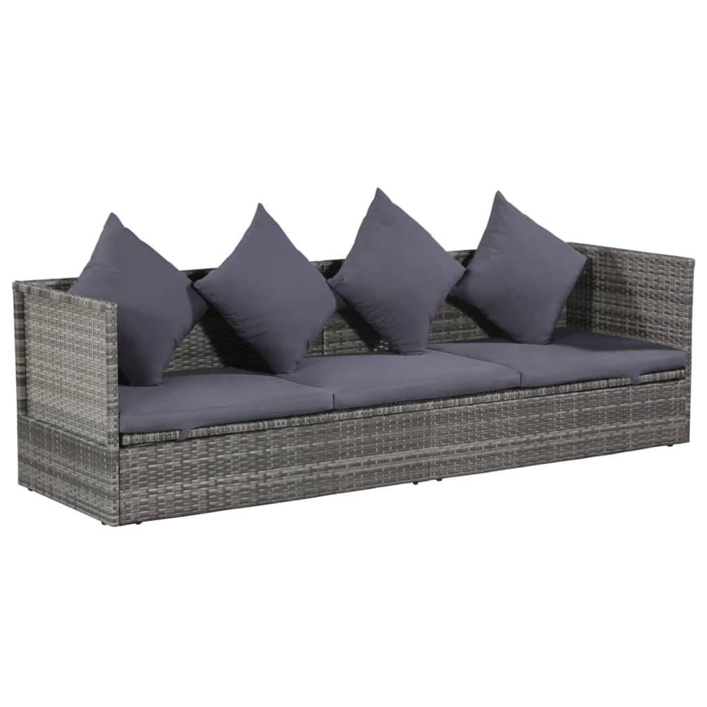 vidaXL Garten-Sofabett 200x60 cm Poly Rattan Grau