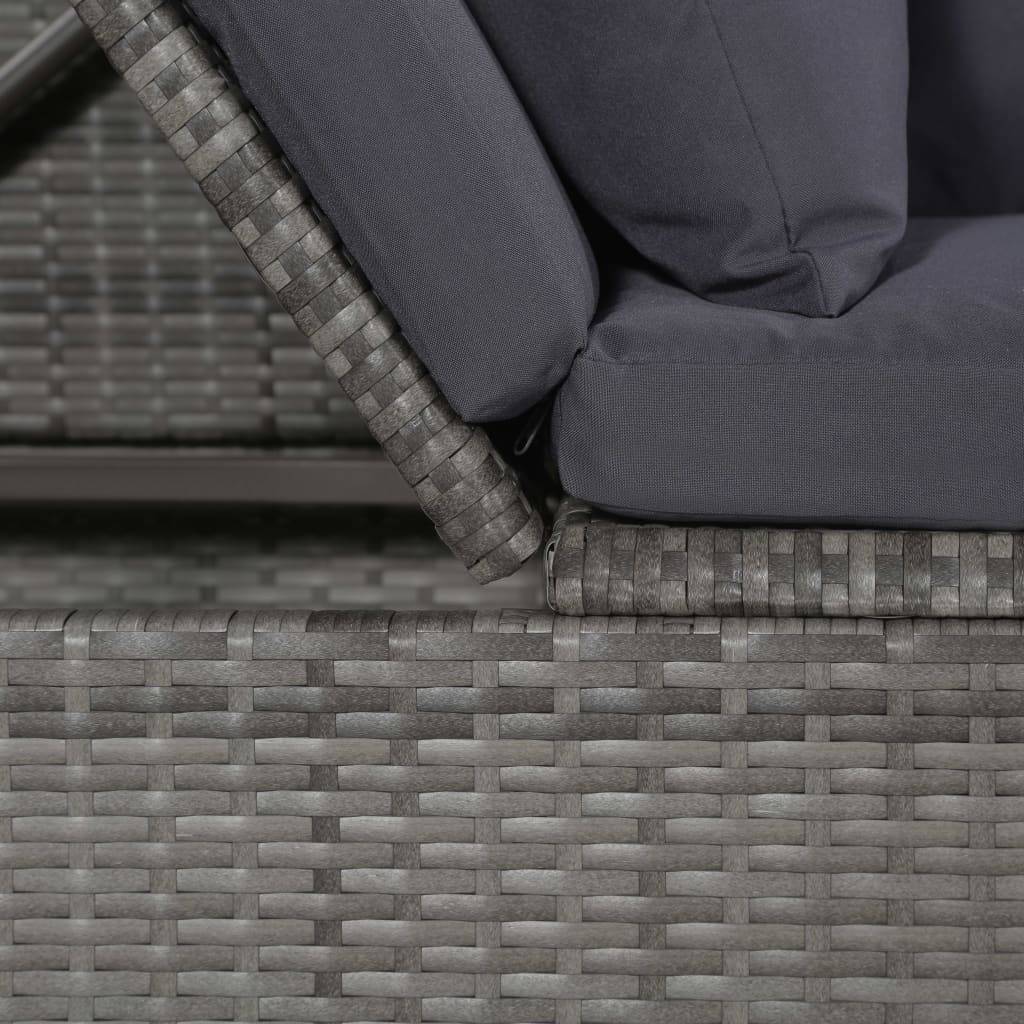 vidaXL Garten-Sofabett 200x60 cm Poly Rattan Grau